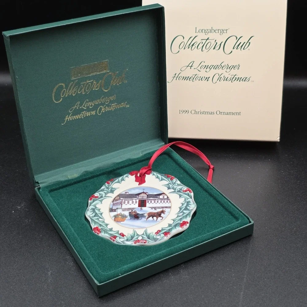 1999 Longaberger Collectors Club HOMETOWN CHRISTMAS Riding‎ Thru Snow Ornament